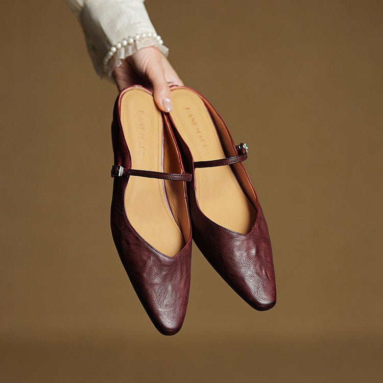 Women’s Pointed Toe Mules with Buckled Strap