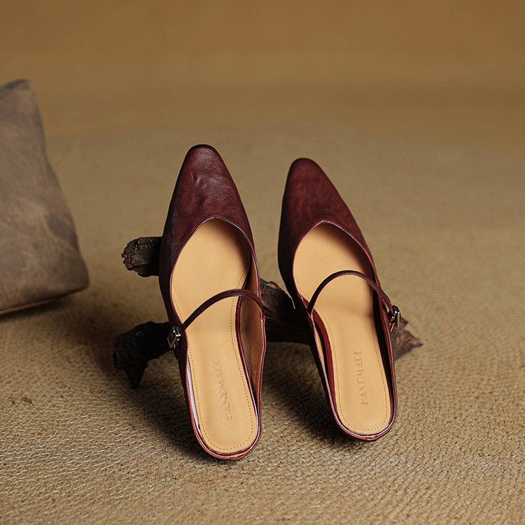 Women’s Pointed Toe Mules with Buckled Strap