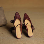 Women’s Pointed Toe Mules with Buckled Strap
