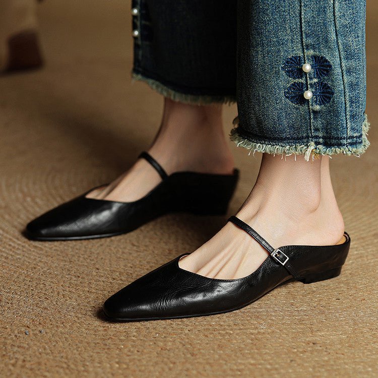 Women’s Pointed Toe Mules with Buckled Strap