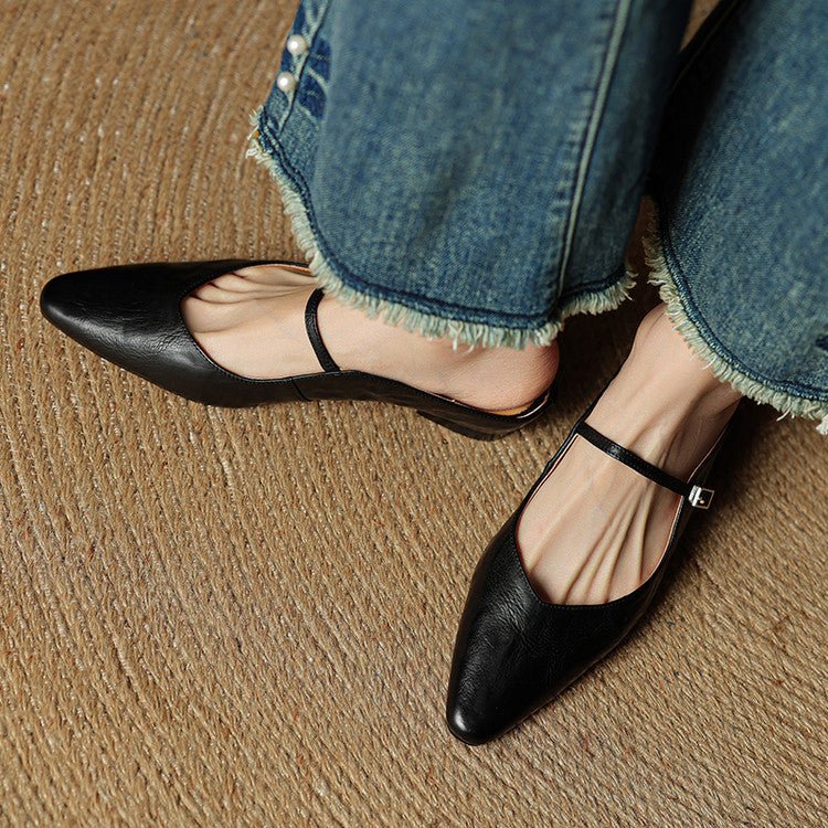 Women’s Pointed Toe Mules with Buckled Strap
