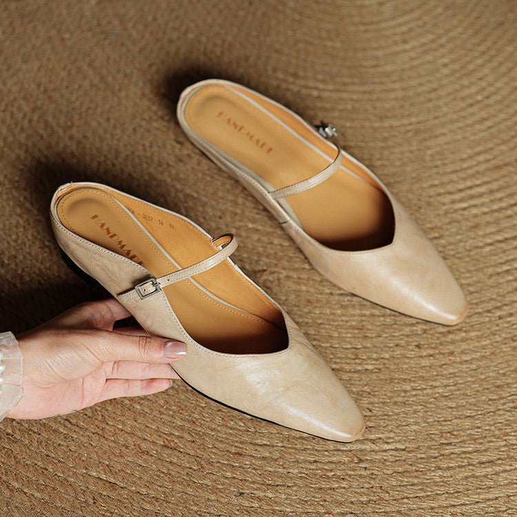 Women’s Pointed Toe Mules with Buckled Strap