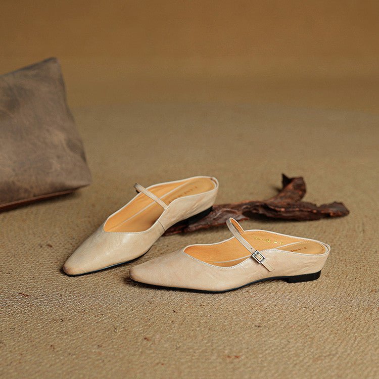 Women’s Pointed Toe Mules with Buckled Strap
