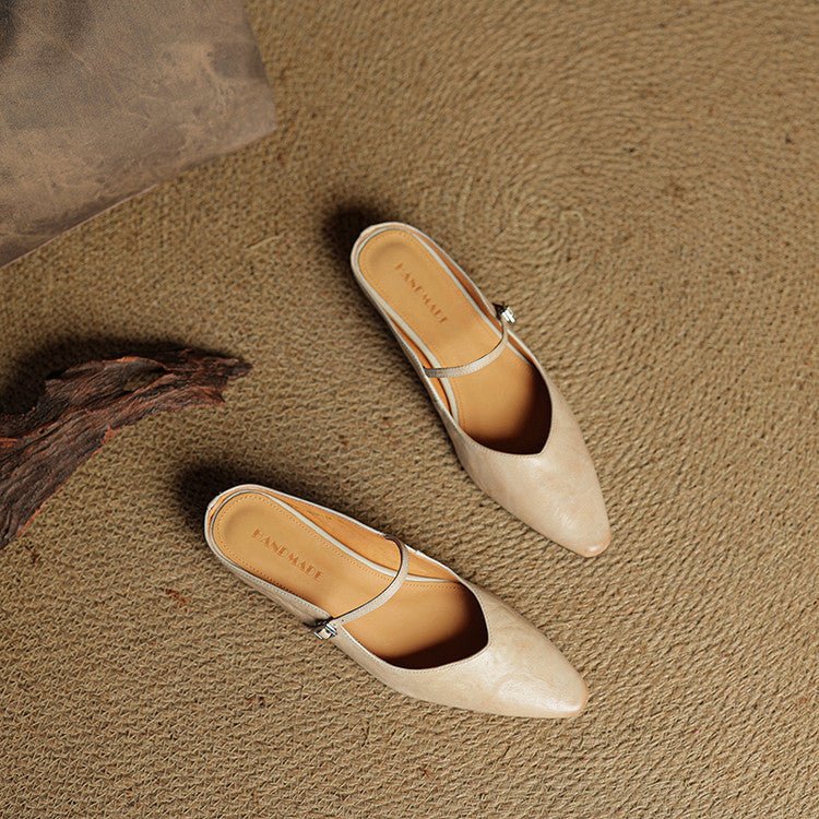 Women’s Pointed Toe Mules with Buckled Strap