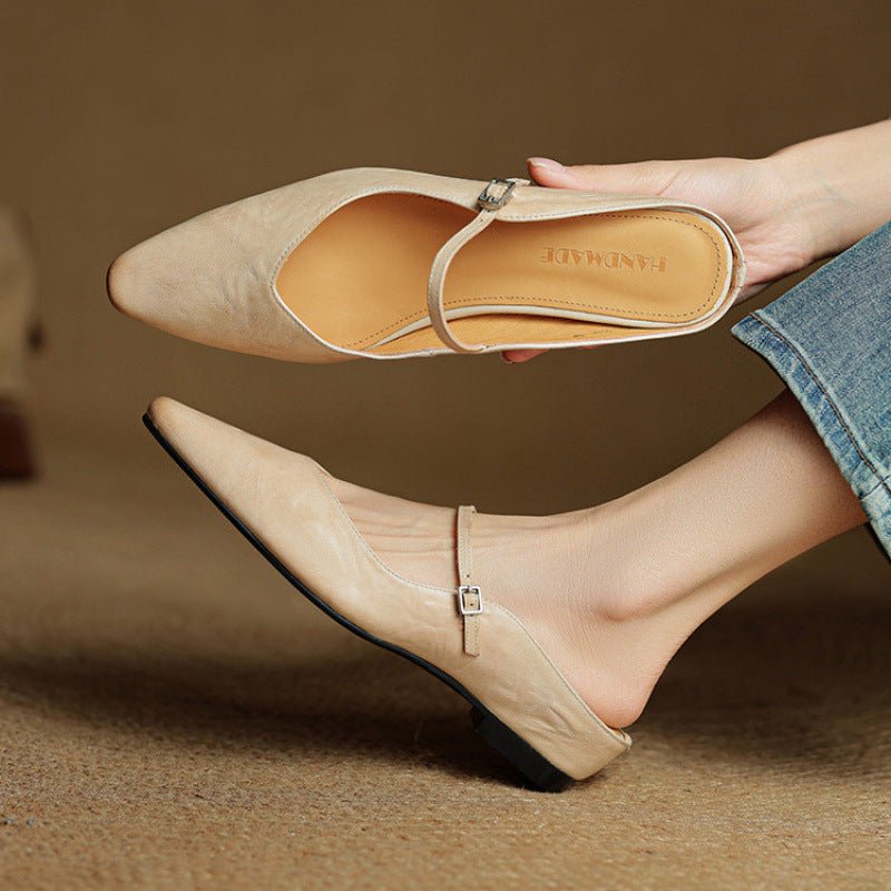 Women’s Pointed Toe Mules with Buckled Strap