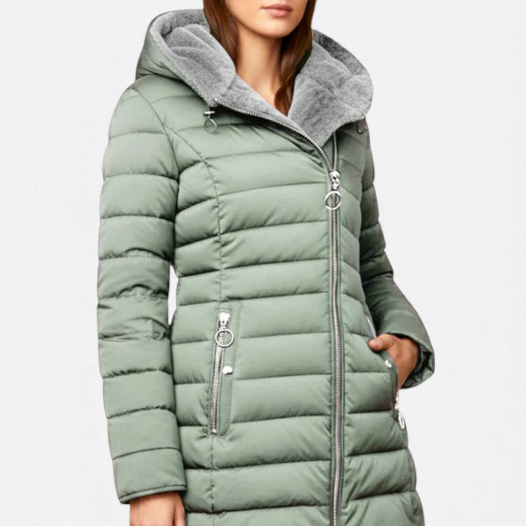 Women’s Quilted Hooded Jacket with Zip Pockets