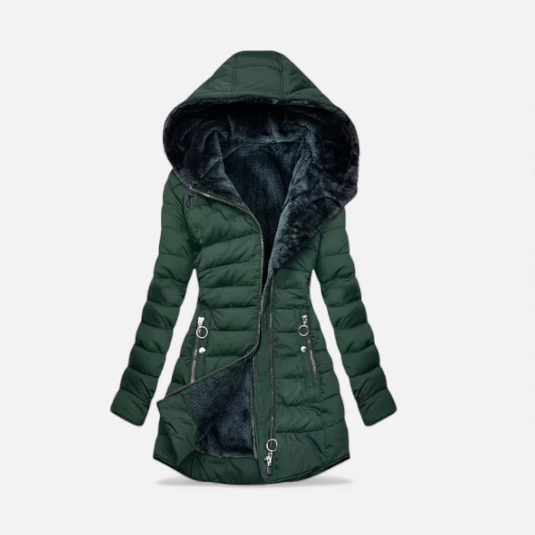 Women’s Quilted Hooded Jacket with Zip Pockets