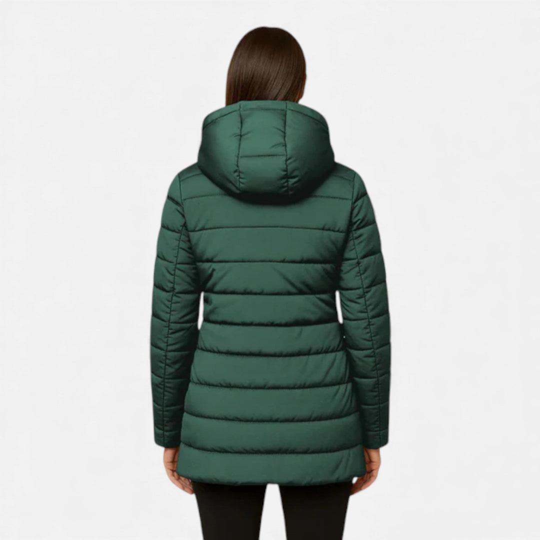 Women’s Quilted Hooded Jacket with Zip Pockets