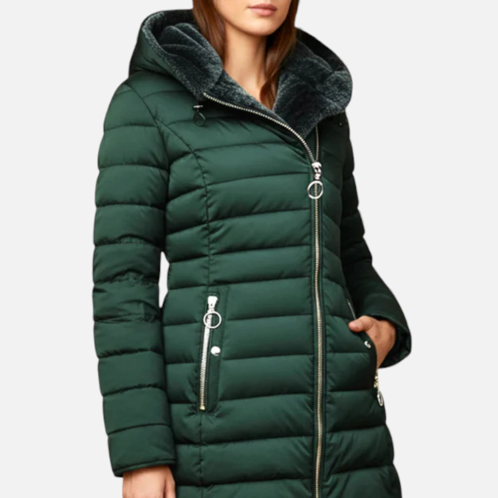 Women’s Quilted Hooded Jacket with Zip Pockets