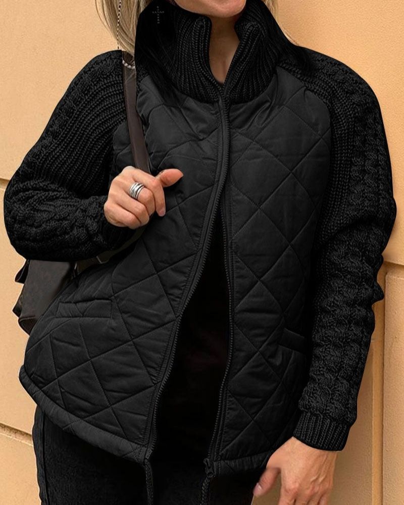 Women’s Quilted Jacket with Stand Collar  Padded Coat