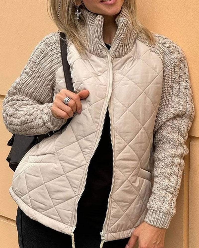 Women’s Quilted Jacket with Stand Collar  Padded Coat