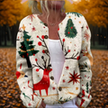 Sylvie | Christmas Cardigan with Reindeer Print