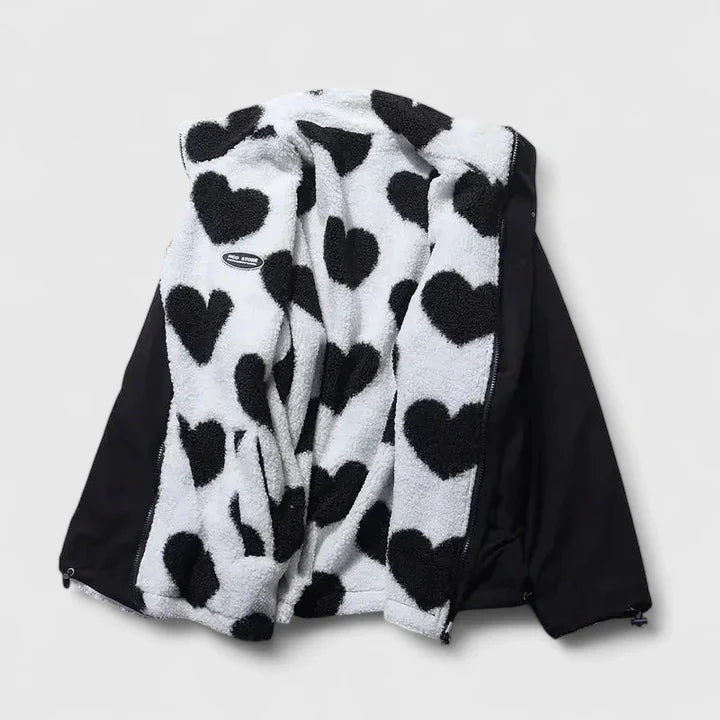 Women’s Reversible Jacket with Heart Print