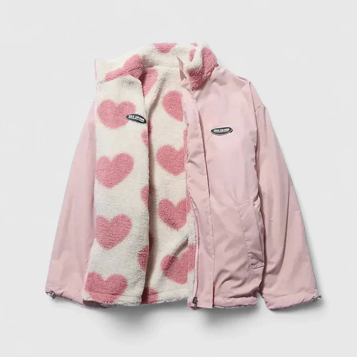 Women’s Reversible Jacket with Heart Print