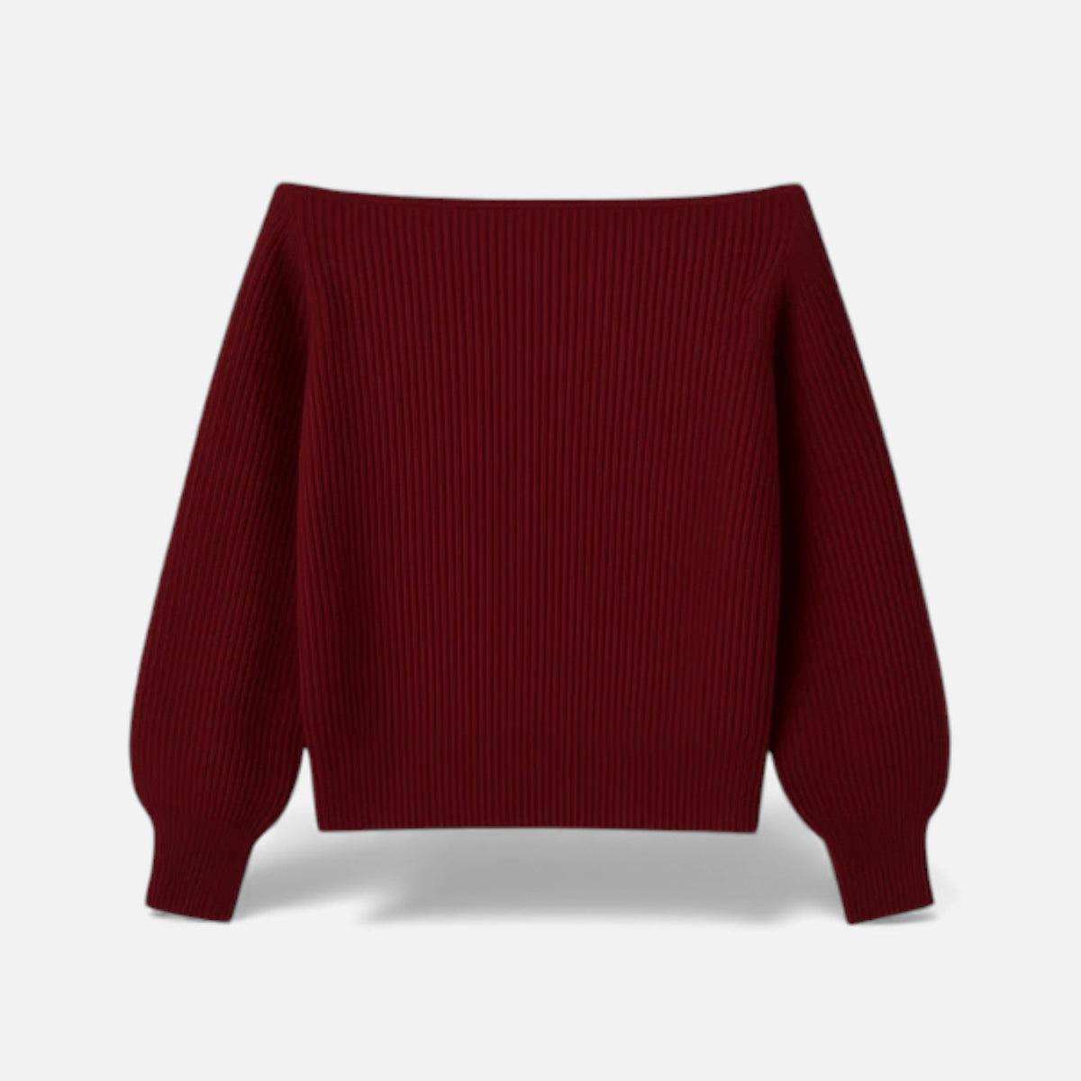 Vivienne | Off Shoulder Knit Top with Ribbed Sleeves