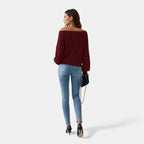 Vivienne | Off Shoulder Knit Top with Ribbed Sleeves