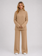 Women’s Ribbed Knitted Lounge Set with Roll Neck