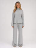 Women’s Ribbed Knitted Lounge Set with Roll Neck