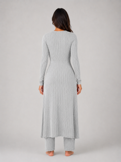 Women's Ribbed Lounge Set with Split Overlay