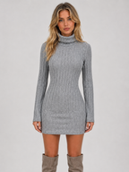Women’s Ribbed Mini Dress with Roll Neck