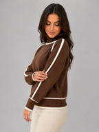 Women’s Roll Neck Jumper with Contrast Trim