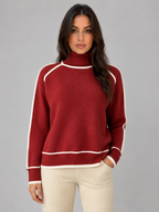 Women’s Roll Neck Jumper with Contrast Trim