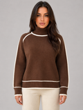 Women’s Roll Neck Jumper with Contrast Trim
