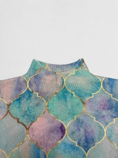 Beatrix | Turtleneck Sweater with Metallic Knit Pattern