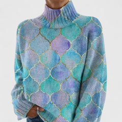 Beatrix | Turtleneck Sweater with Metallic Knit Pattern