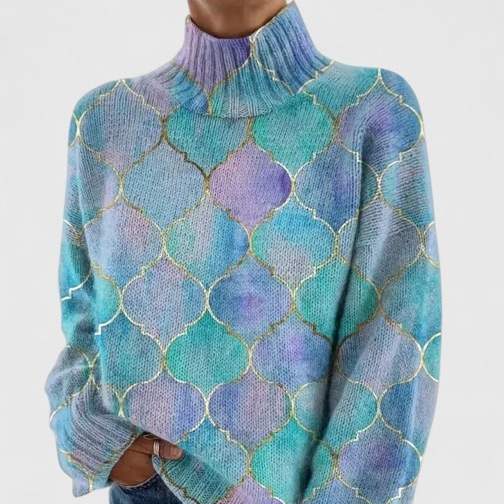 Beatrix | Turtleneck Sweater with Metallic Knit Pattern