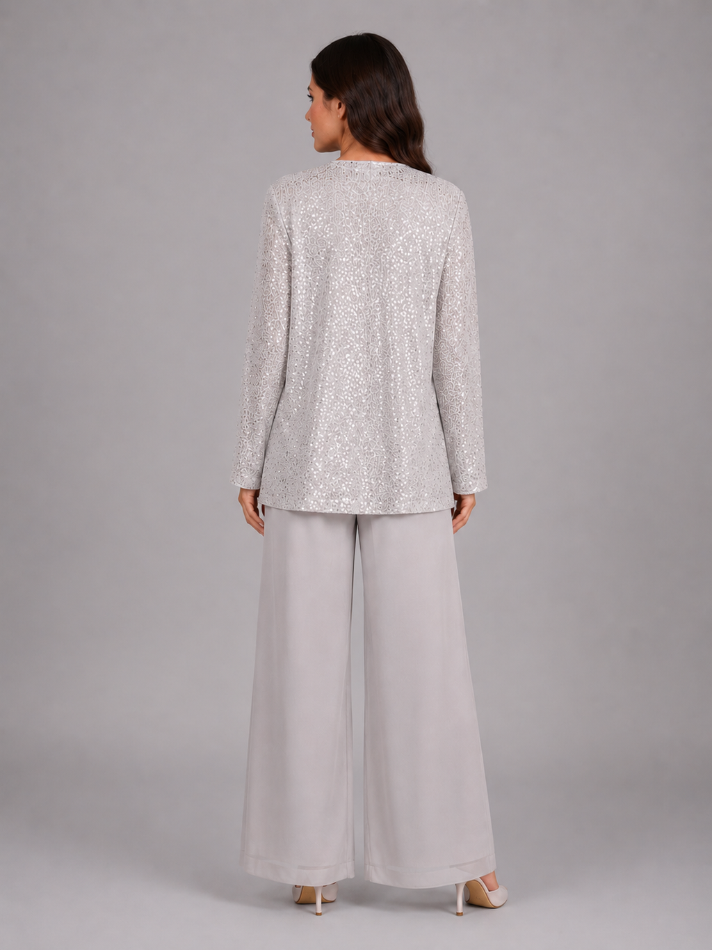 Women’s Sequin Set with Wide Leg Trouser
