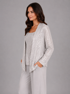 Women’s Sequin Set with Wide Leg Trouser