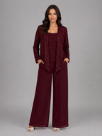 Women’s Sequin Set with Wide Leg Trouser