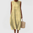 Women’s Sleeveless Midi Dress with Pockets