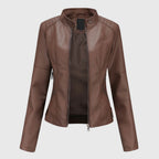 Women's Slim Fit Jacket - Moto Biker Coat