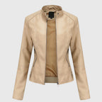 Women's Slim Fit Jacket - Moto Biker Coat