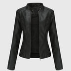 Women's Slim Fit Jacket - Moto Biker Coat