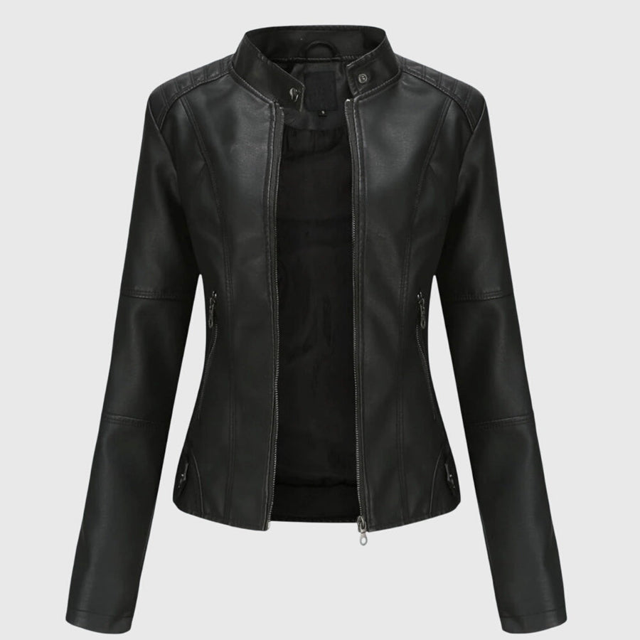 Women's Slim Fit Jacket - Moto Biker Coat