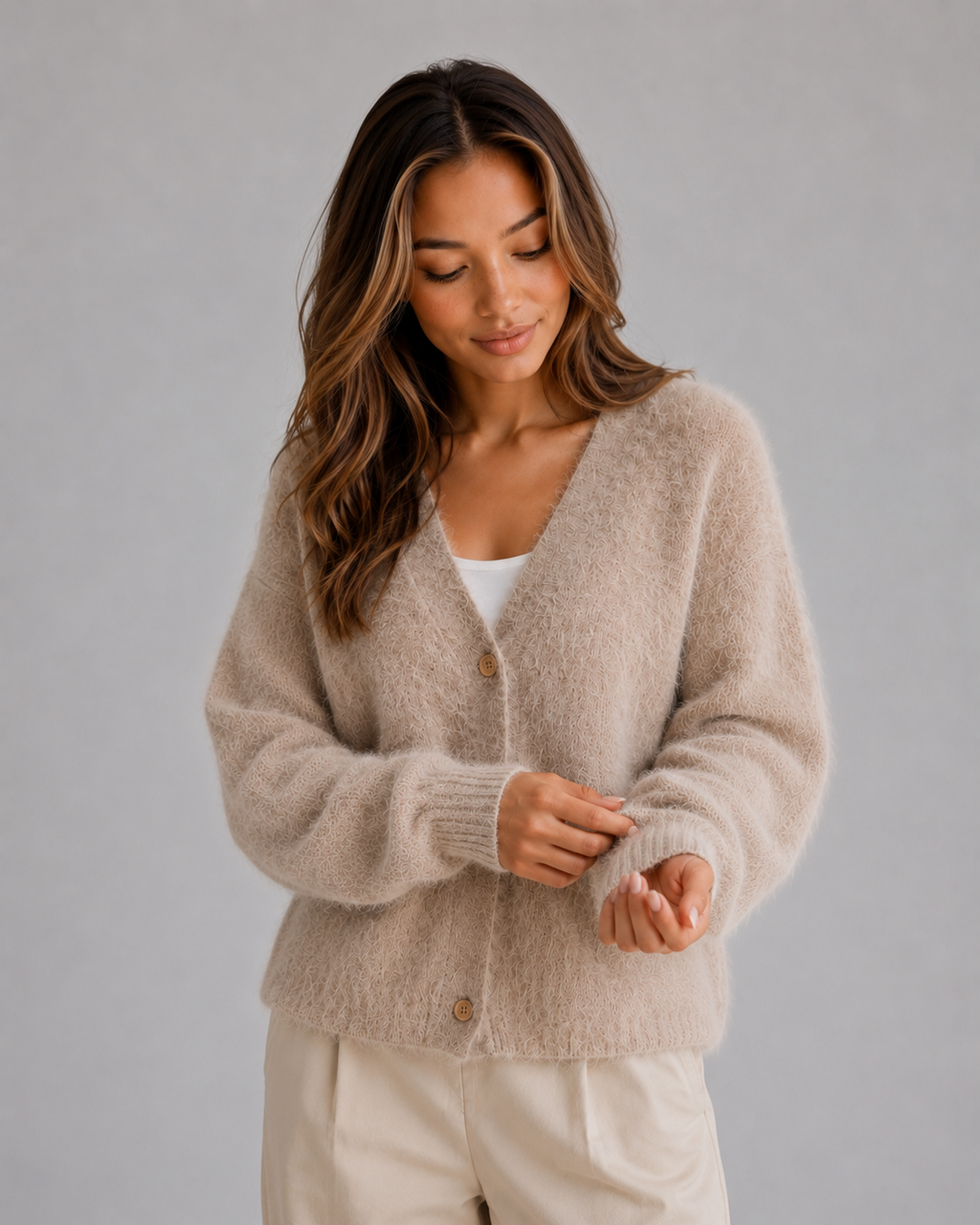 Women’s Soft V-Neck Cardigan with Button Front