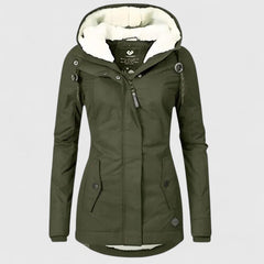 Women’s Sophisticated Hooded Coat - Button Closure