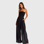 Women’s Strapless Jumpsuit with Wide-Leg Pants