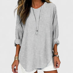 Women’s Striped Lightweight Blouse - Crew Neck