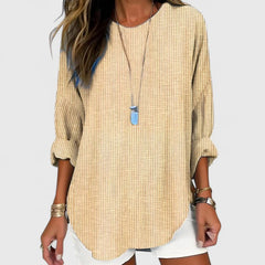 Women’s Striped Lightweight Blouse - Crew Neck