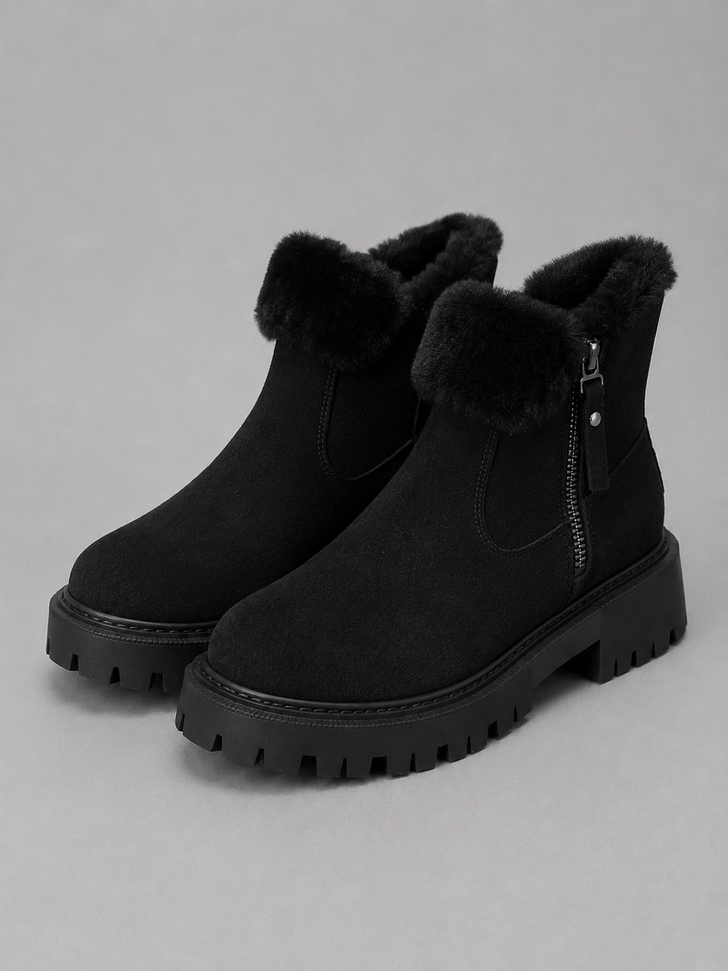 Women’s Suede Ankle Boots with Chunky Sole