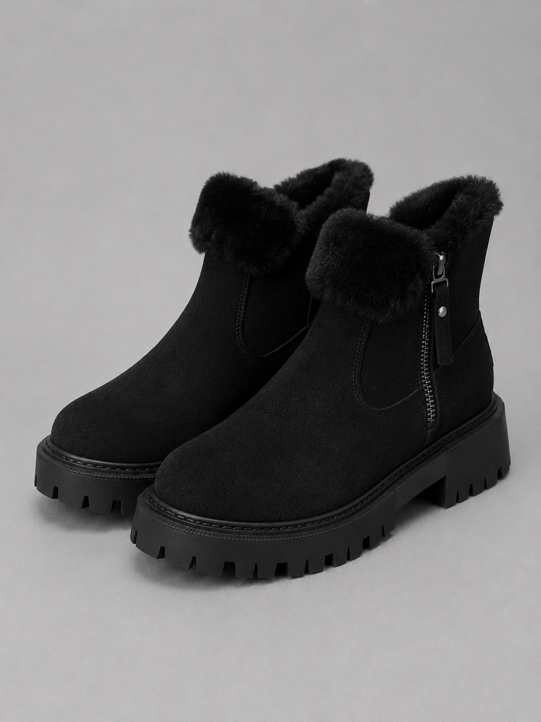 Women’s Suede Ankle Boots with Chunky Sole