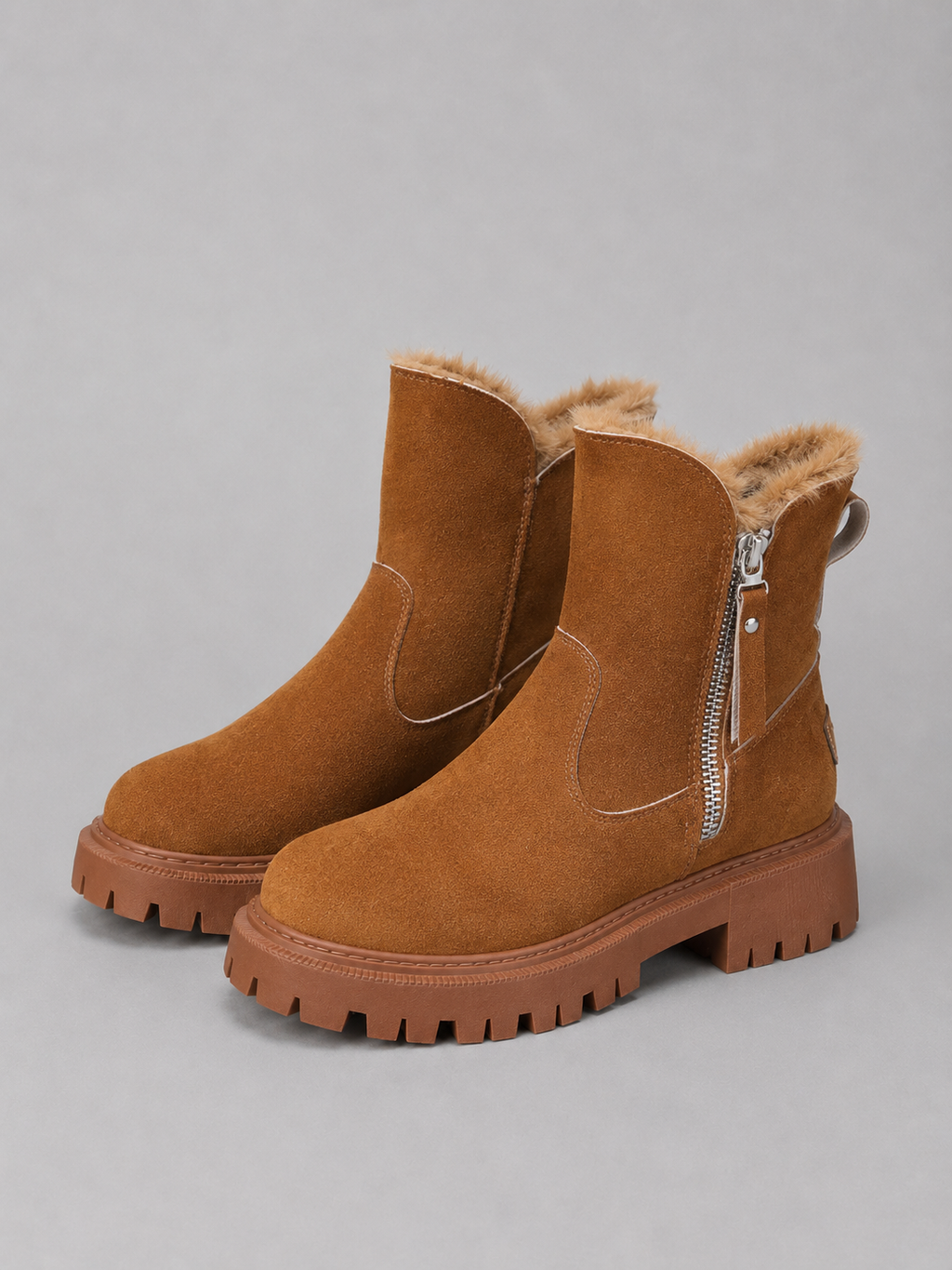 Women’s Suede Ankle Boots with Chunky Sole