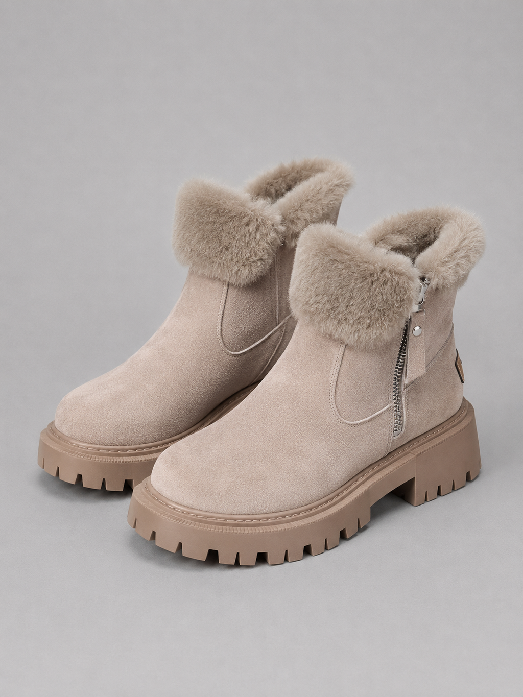 Women’s Suede Ankle Boots with Chunky Sole