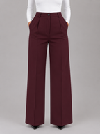 Women's Tailored Trousers with High Waist Cuffs