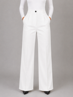 Women's Tailored Trousers with High Waist Cuffs