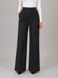 Women's Tailored Trousers with High Waist Cuffs